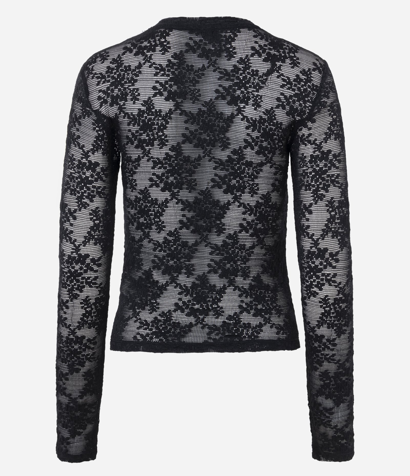 Blusa Slim Manga Longa em Renda Floral Preto 3