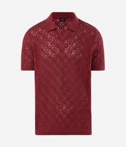 Blusa Polo em Tricô com Textura Vazada
