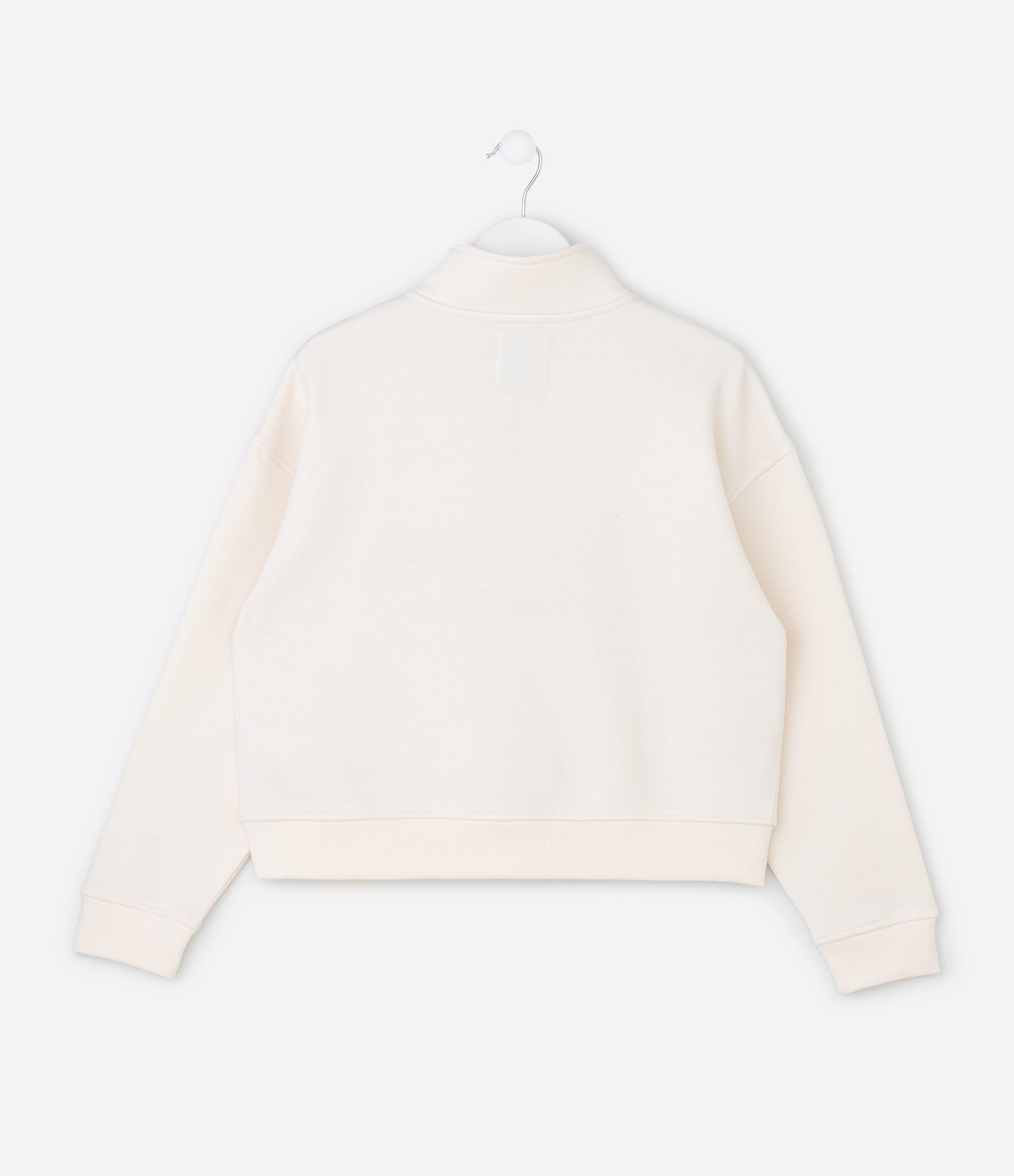 Casaco Infantil Gola Alta com  Zíper e Lettering – Tam 1 a 16 Anos Off White 3