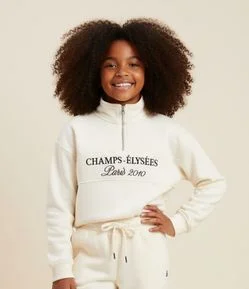 Casaco Infantil Gola Alta com  Zíper e Lettering – Tam 1 a 16 Anos