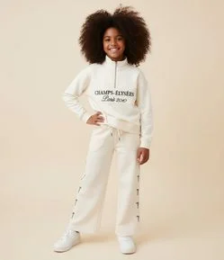 Calça Infantil Wide Leg em Modal com Estampa de Laços – Tam 5 a 14 Anos