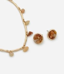 Conjunto Colar e Brinco Cascalho Light Gold