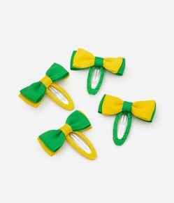 Kit 4 Presilhas Infantil de Cabelo Tipo Tic-Tac com Laços – Tam U
