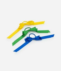 Kit 3 Borrachinhas Infantil de Cabelo com Laços em Cetim – Tam U