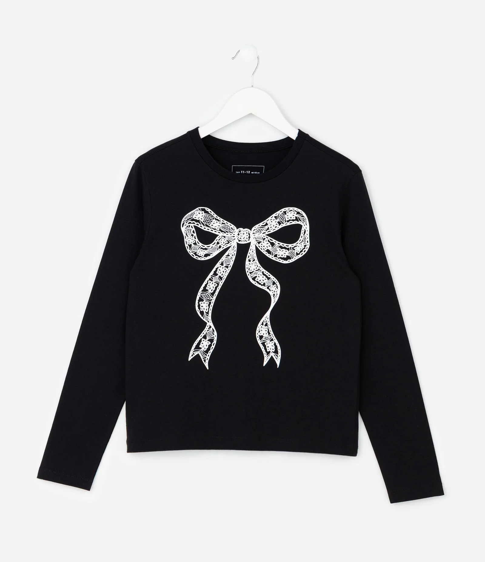 Camiseta Infantil com Estampa de Laço – Tam 5 a 14 Anos Preto 2