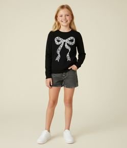 Camiseta Infantil com Estampa de Laço – Tam 5 a 14 Anos