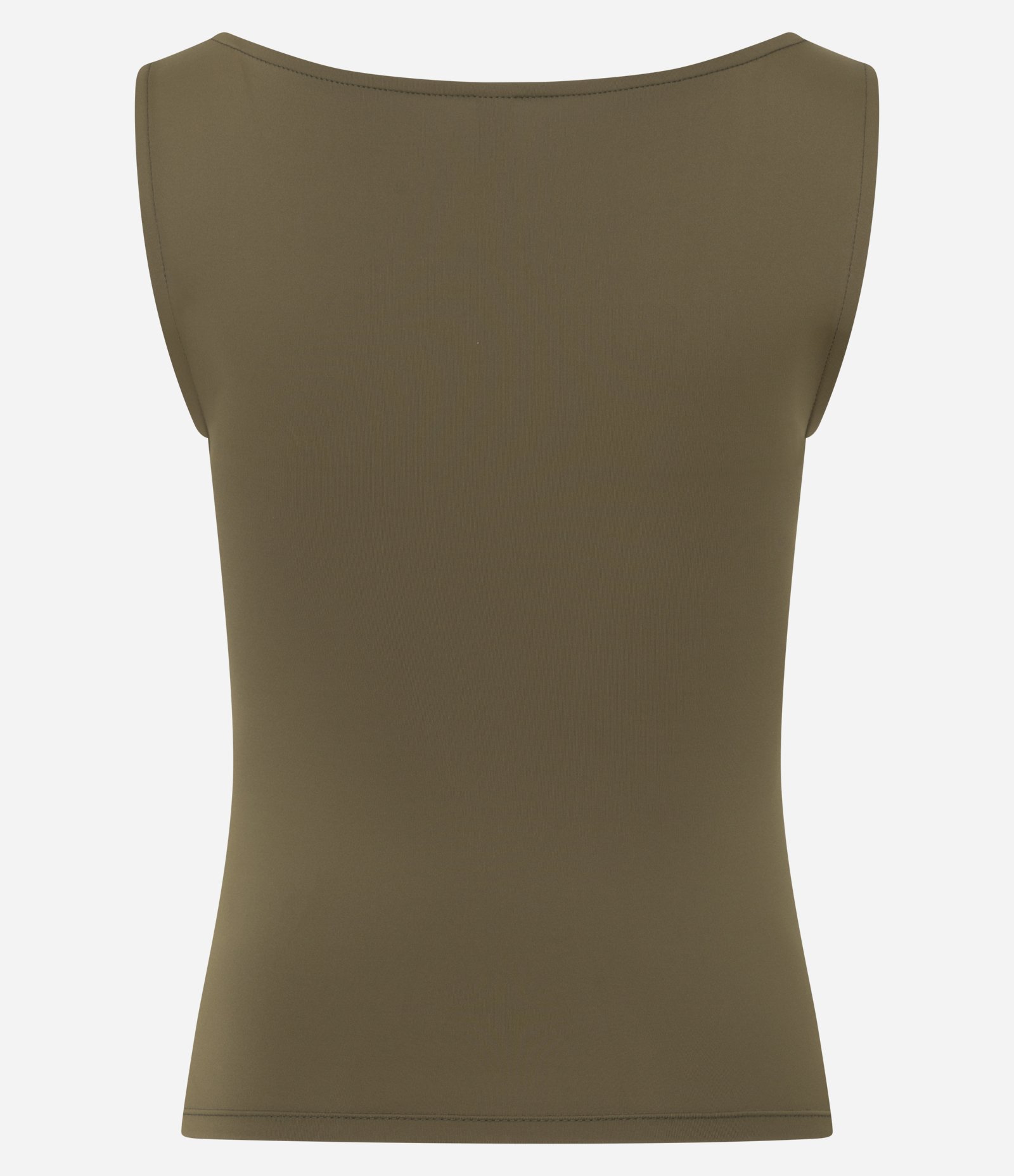 Blusa Sem Manga em Microfibra com Decote Canoa Verde Oliva 5