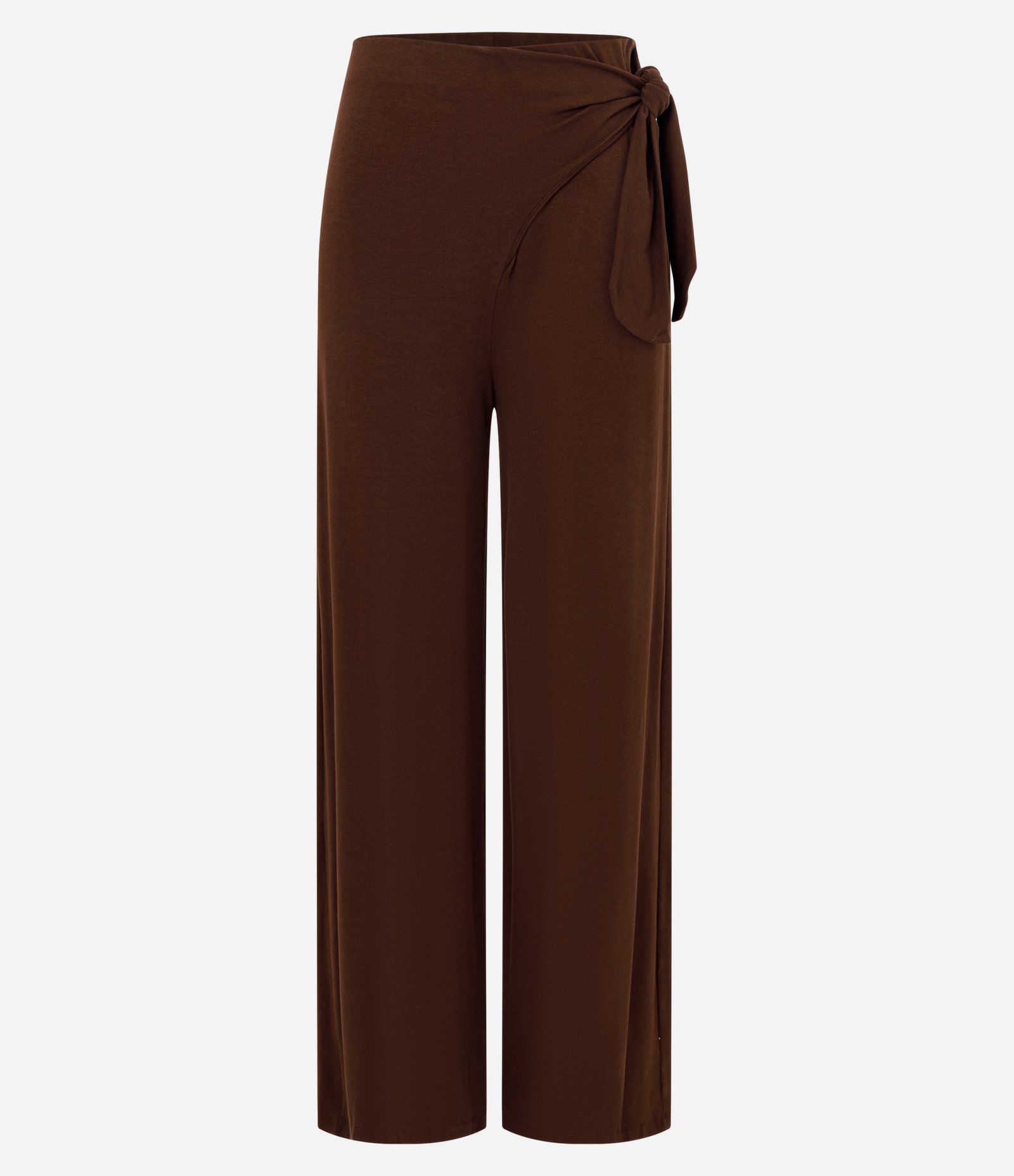 Calça Reta em Piquet com Amarração no Cós Marrom 5