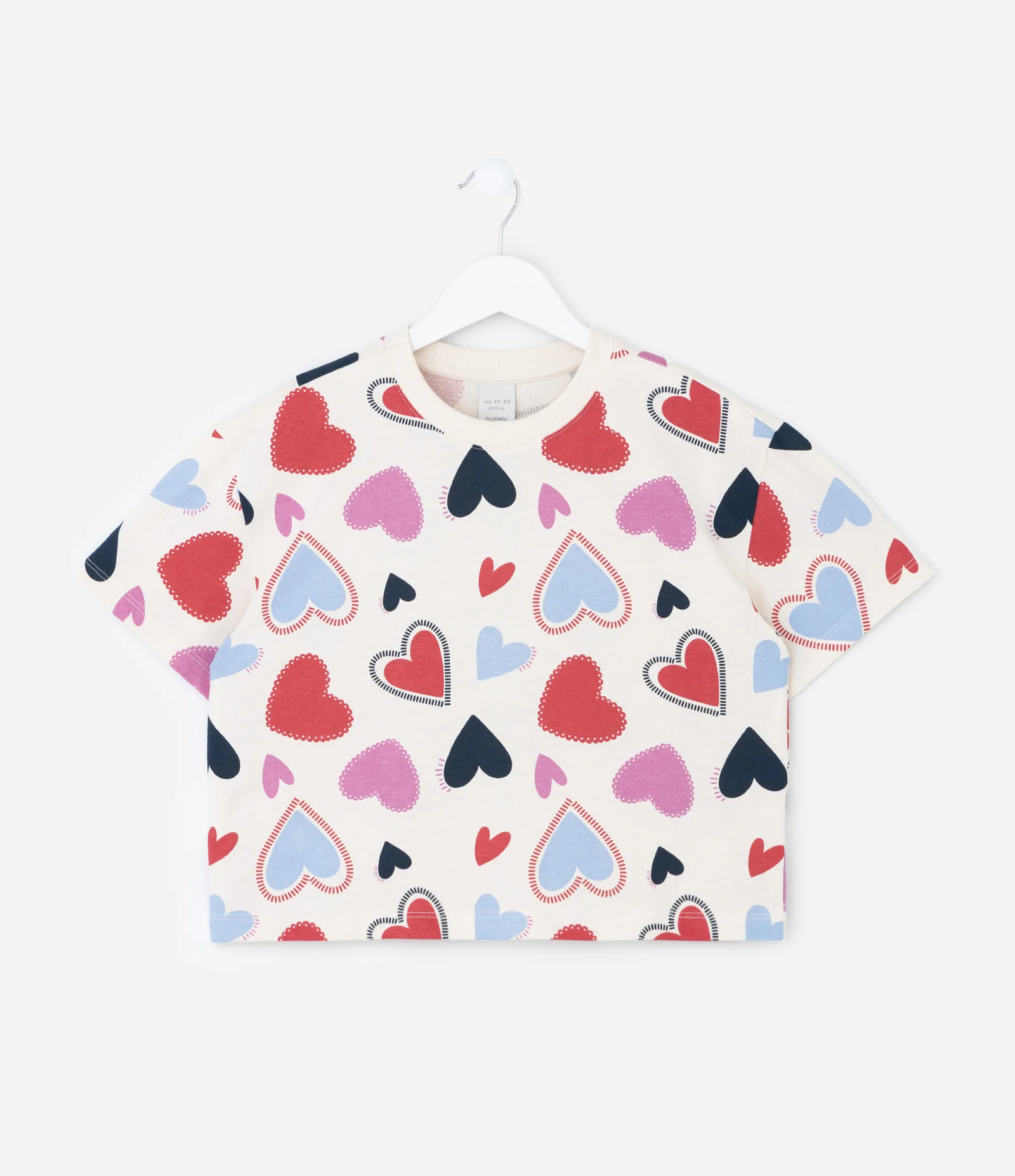 Camiseta Infantil Boxy em Algodão com Estampa de Corações – Tam 5 a 14 Anos Multicores 2