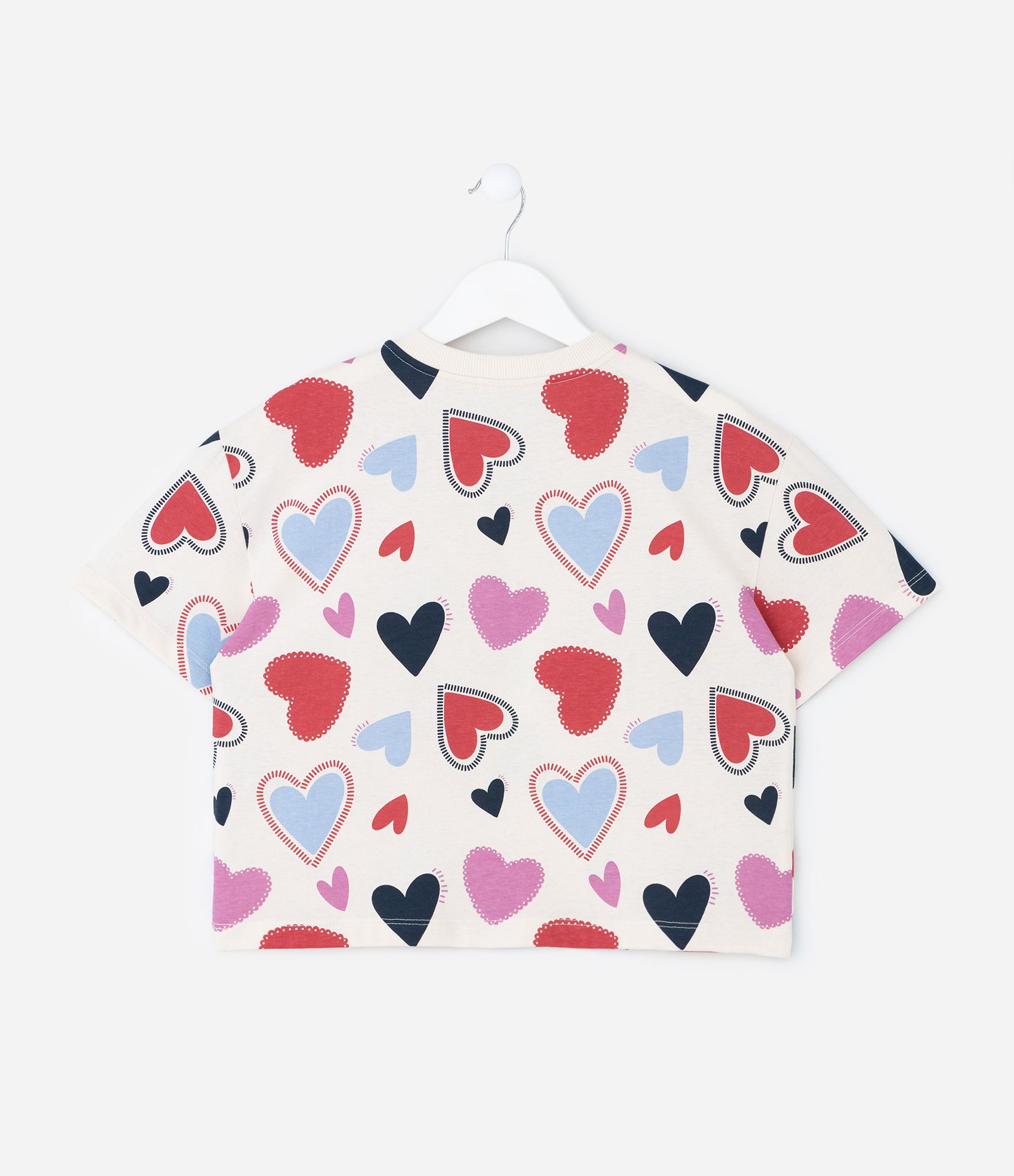 Camiseta Infantil Boxy em Algodão com Estampa de Corações – Tam 5 a 14 Anos Multicores 3