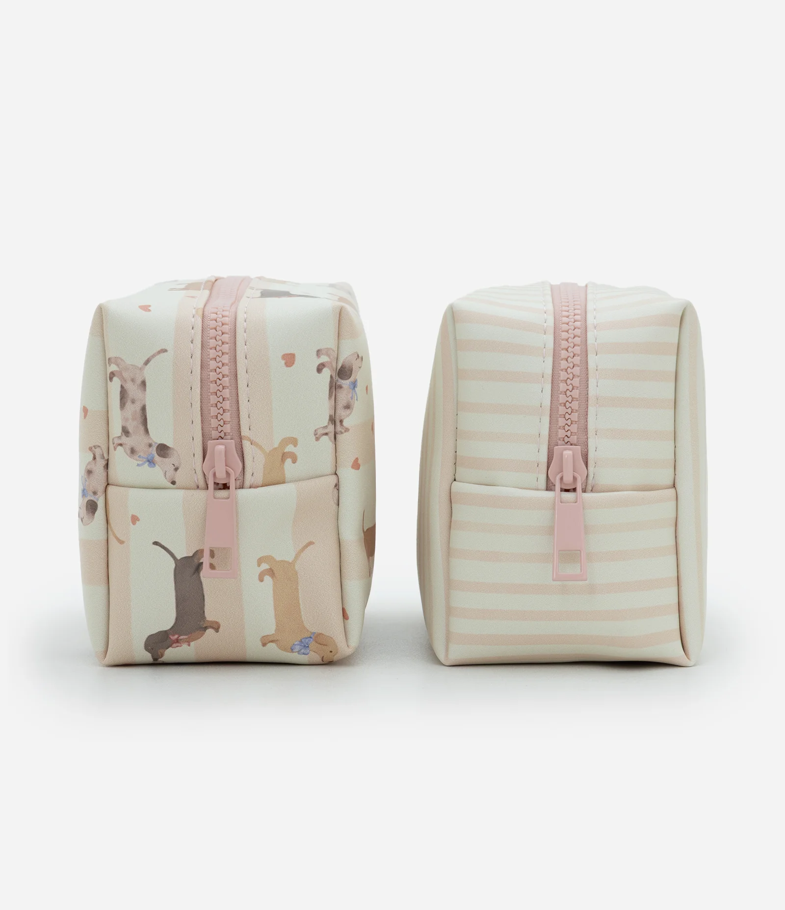 Necessaire 3 em 1 com Estampa Delicada de Cachorro Off White/Rosa 2
