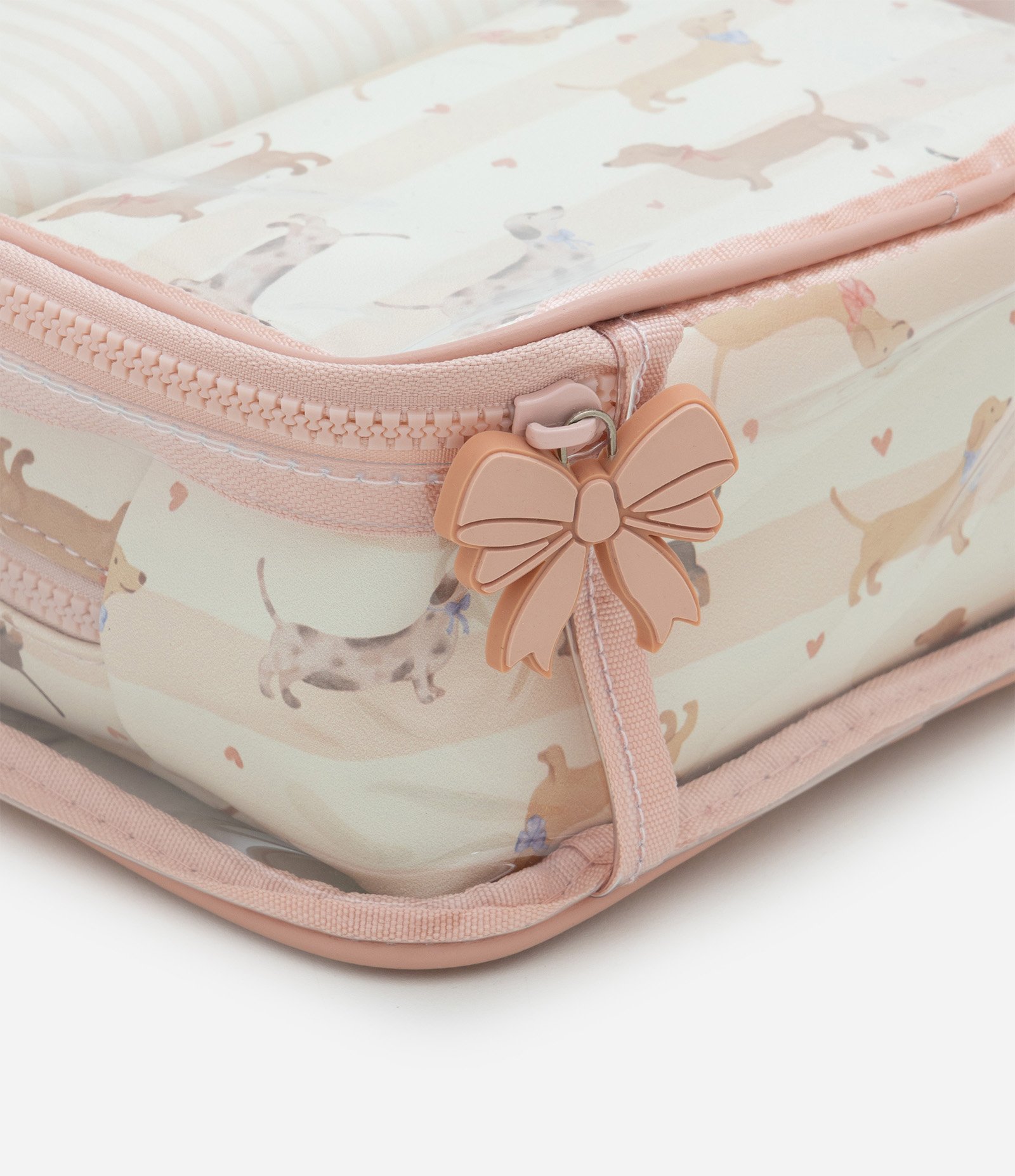 Necessaire 3 em 1 com Estampa Delicada de Cachorro Off White/Rosa 3