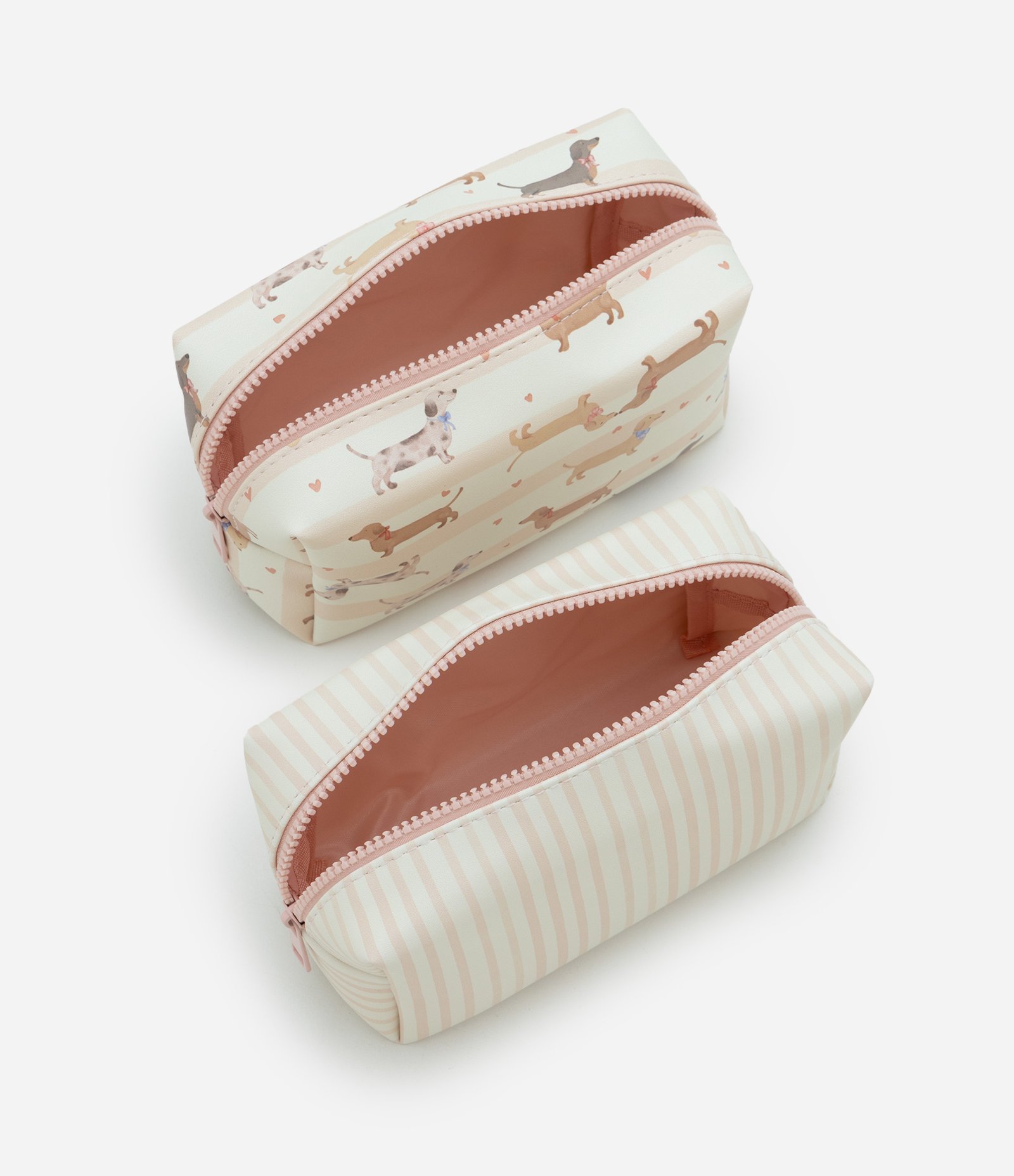 Necessaire 3 em 1 com Estampa Delicada de Cachorro Off White/Rosa 4