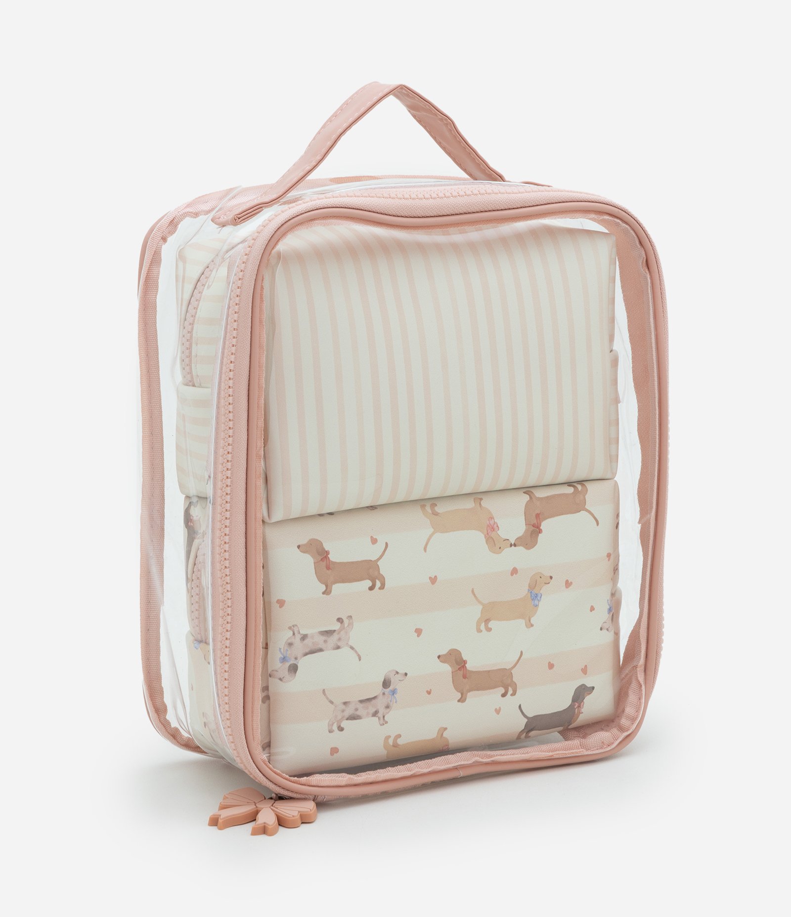 Necessaire 3 em 1 com Estampa Delicada de Cachorro Off White/Rosa 5