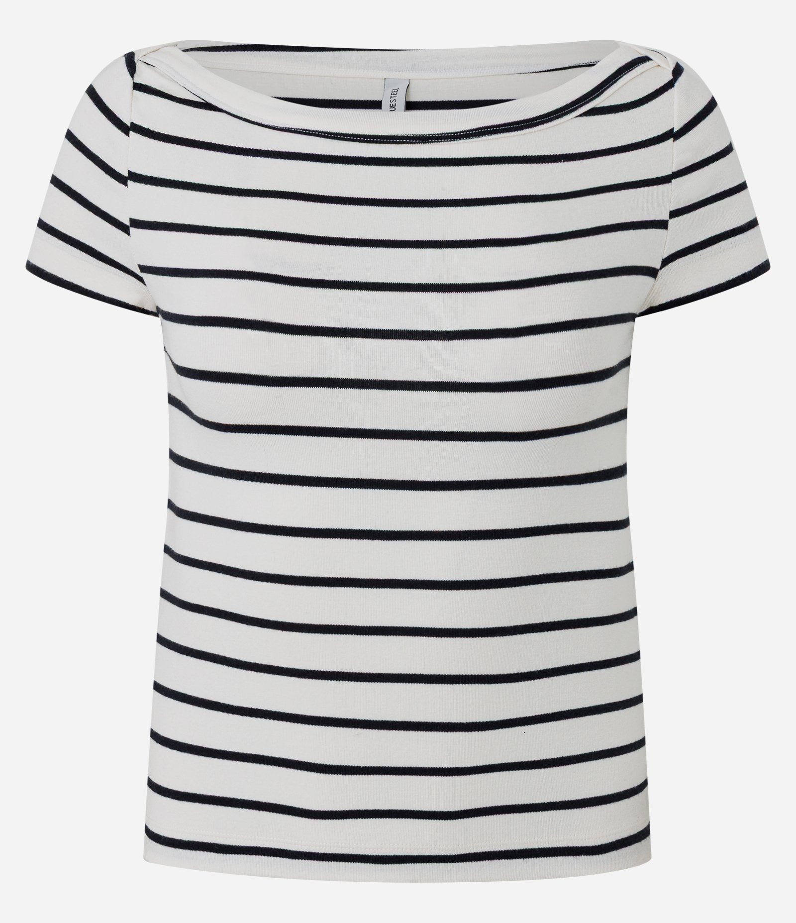 Blusa em Ribana Listrada com Decote Canoa Preto 5
