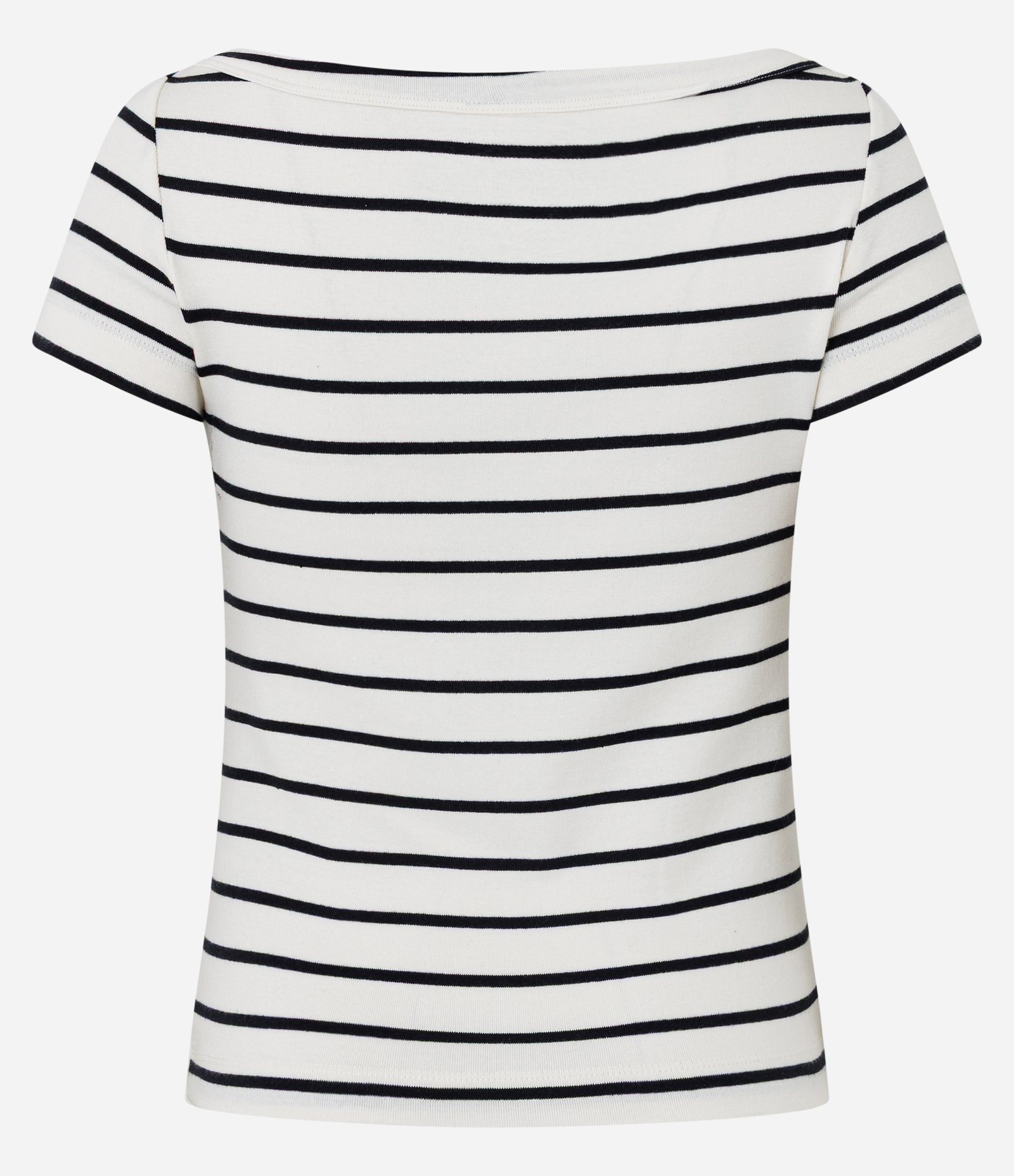 Blusa em Ribana Listrada com Decote Canoa Preto 6