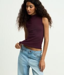 Blusa Regata Básica em Algodão com Gola Alta