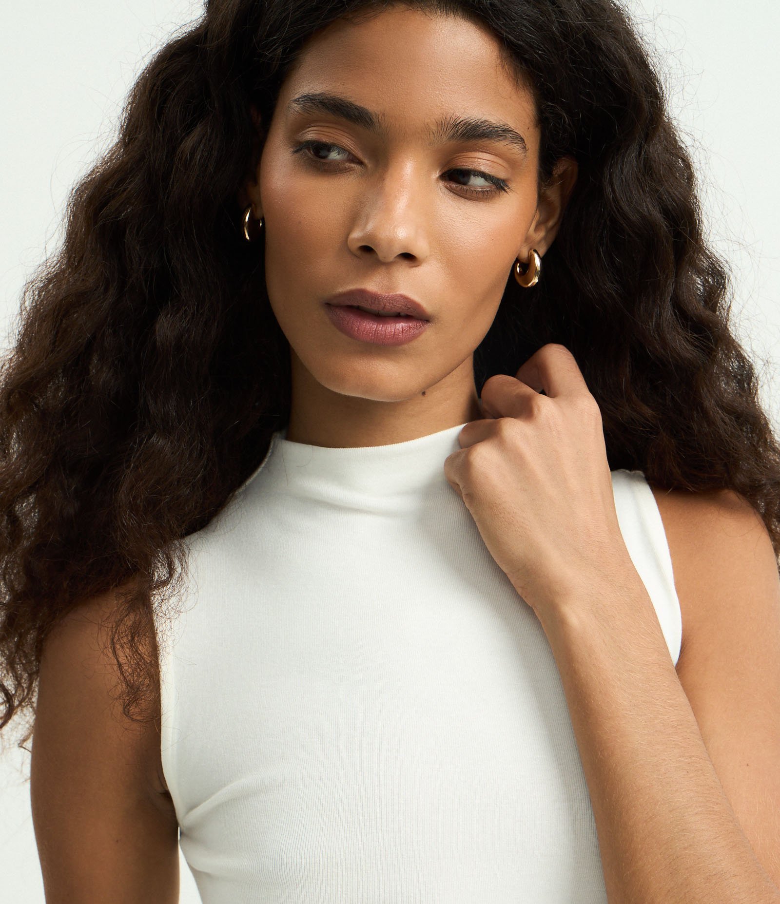 Blusa Regata Básica em Algodão com Gola Alta Branco 3