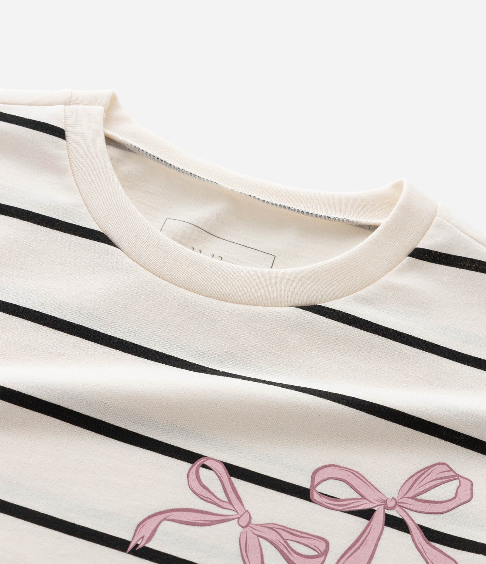 Camiseta Infantil Slim Listrada com Laços – Tam 5 a 14 Off White 5