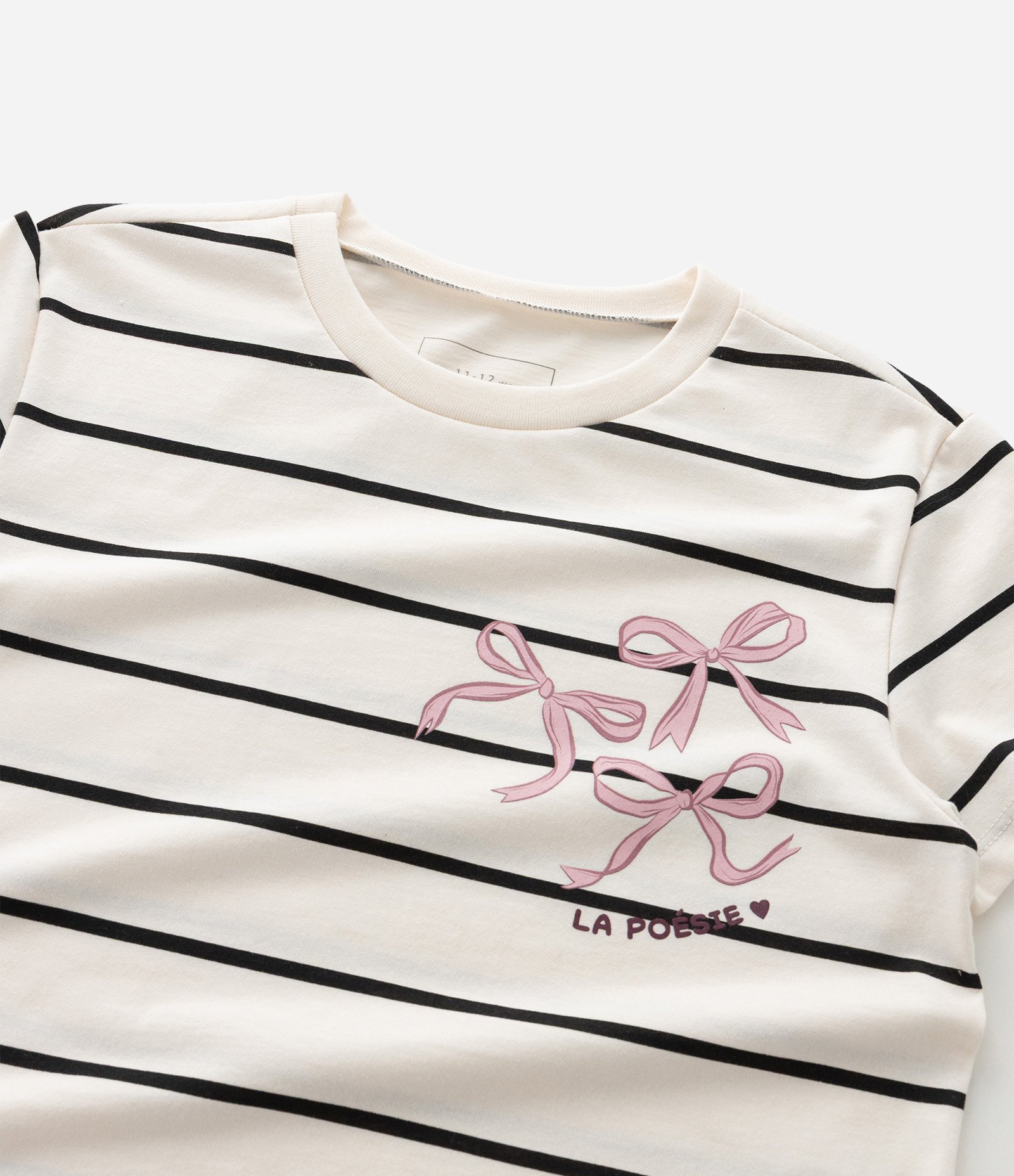 Camiseta Infantil Slim Listrada com Laços – Tam 5 a 14 Off White 6