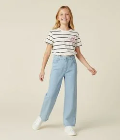 Camiseta Infantil Slim Listrada com Laços – Tam 5 a 14