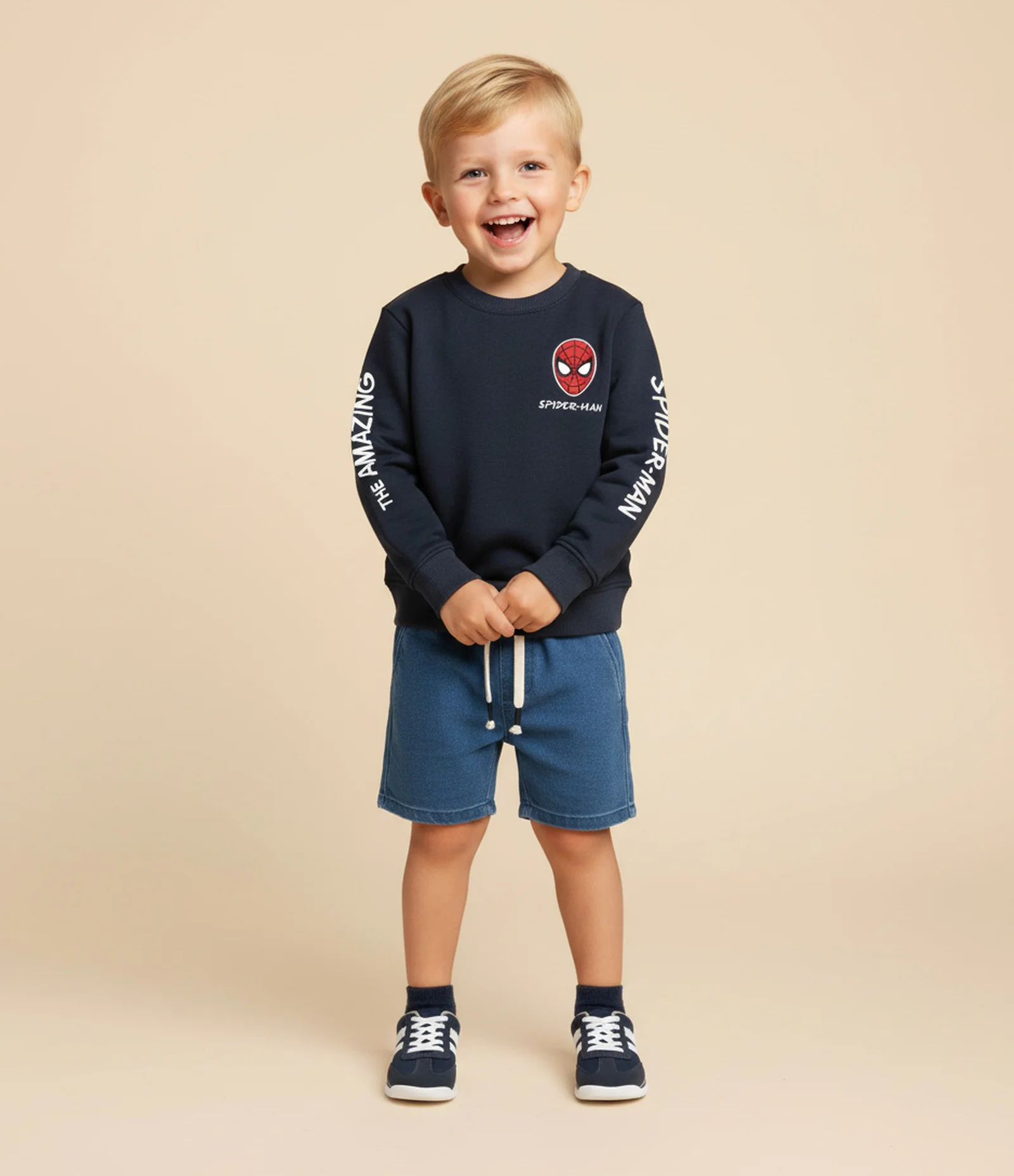 Casaco Infantil com Estampa Spider Man Lettering Tam 2 A 8 Azul Noite 1