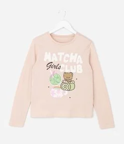 Camiseta Infantil Slim com Estampa Matcha – Tam 5 a 14 Anos