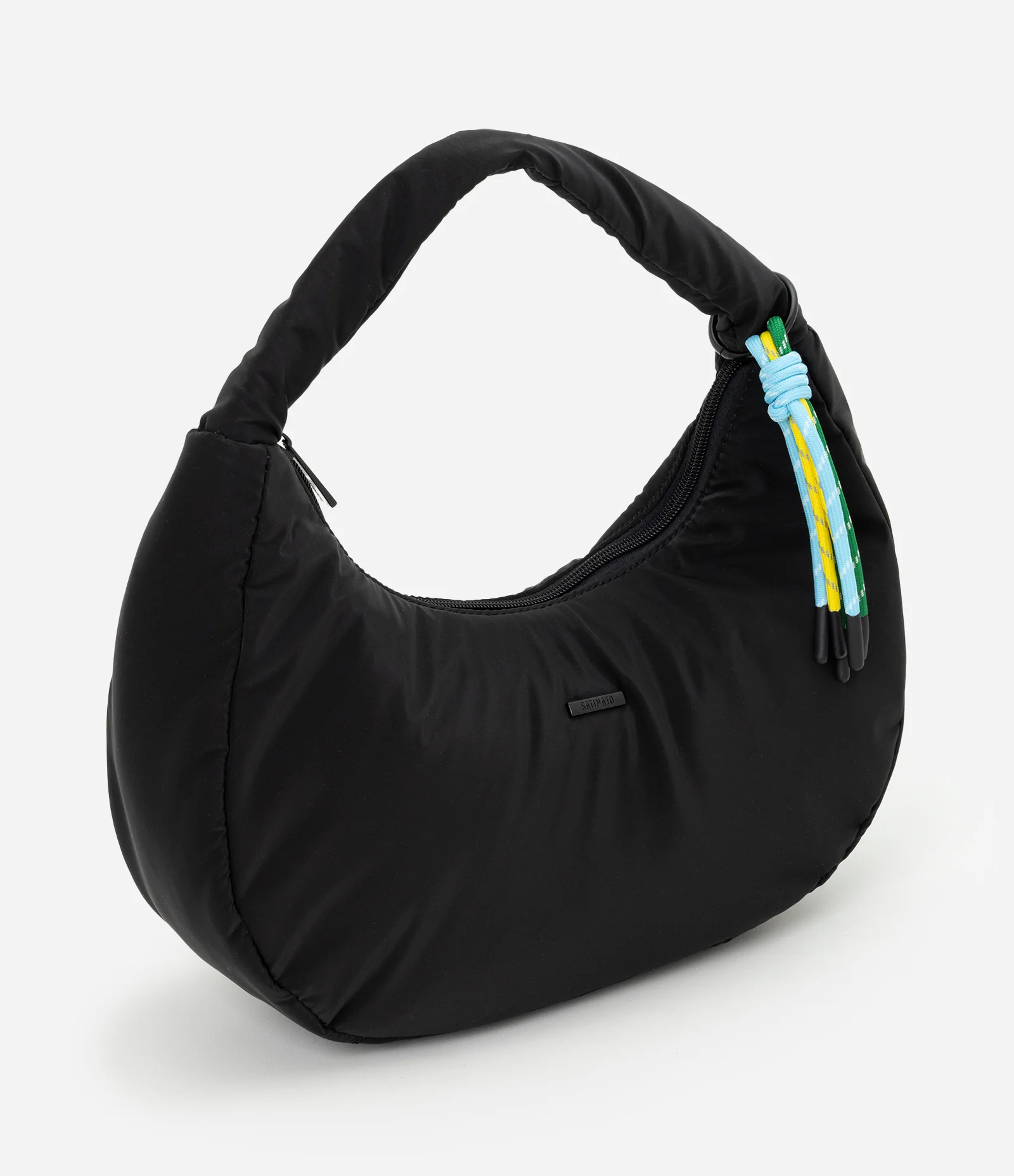 Bolsa Baguete Média com Enfeite na Alça Preto 1