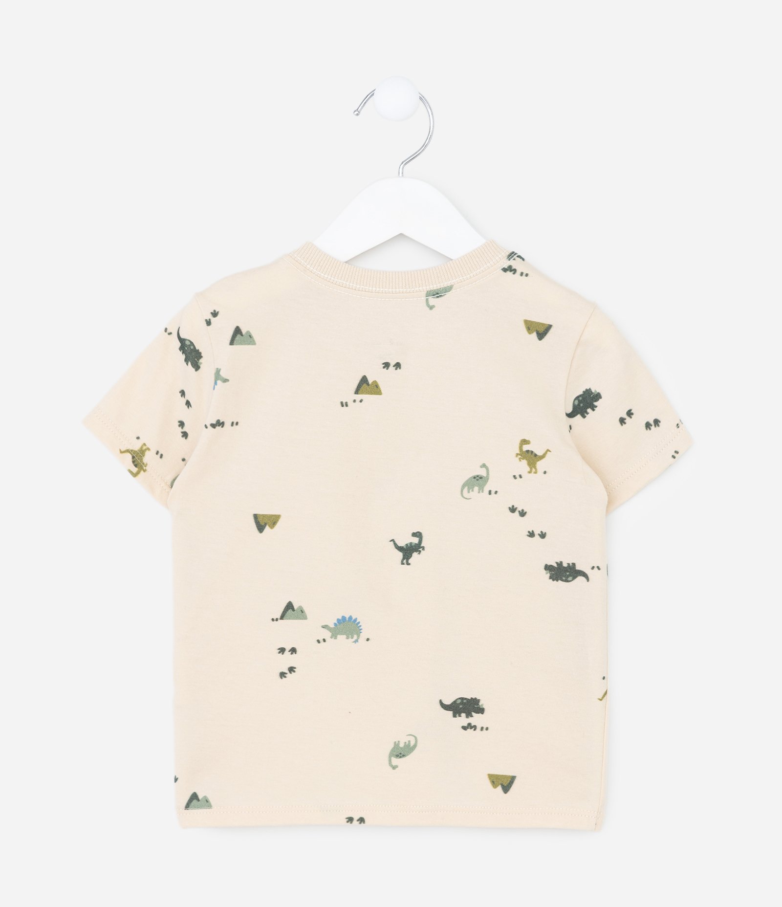 Camiseta Infantil com Estampa de Dinossauros – Tam 1 a 5/6 Anos Bege Claro 3