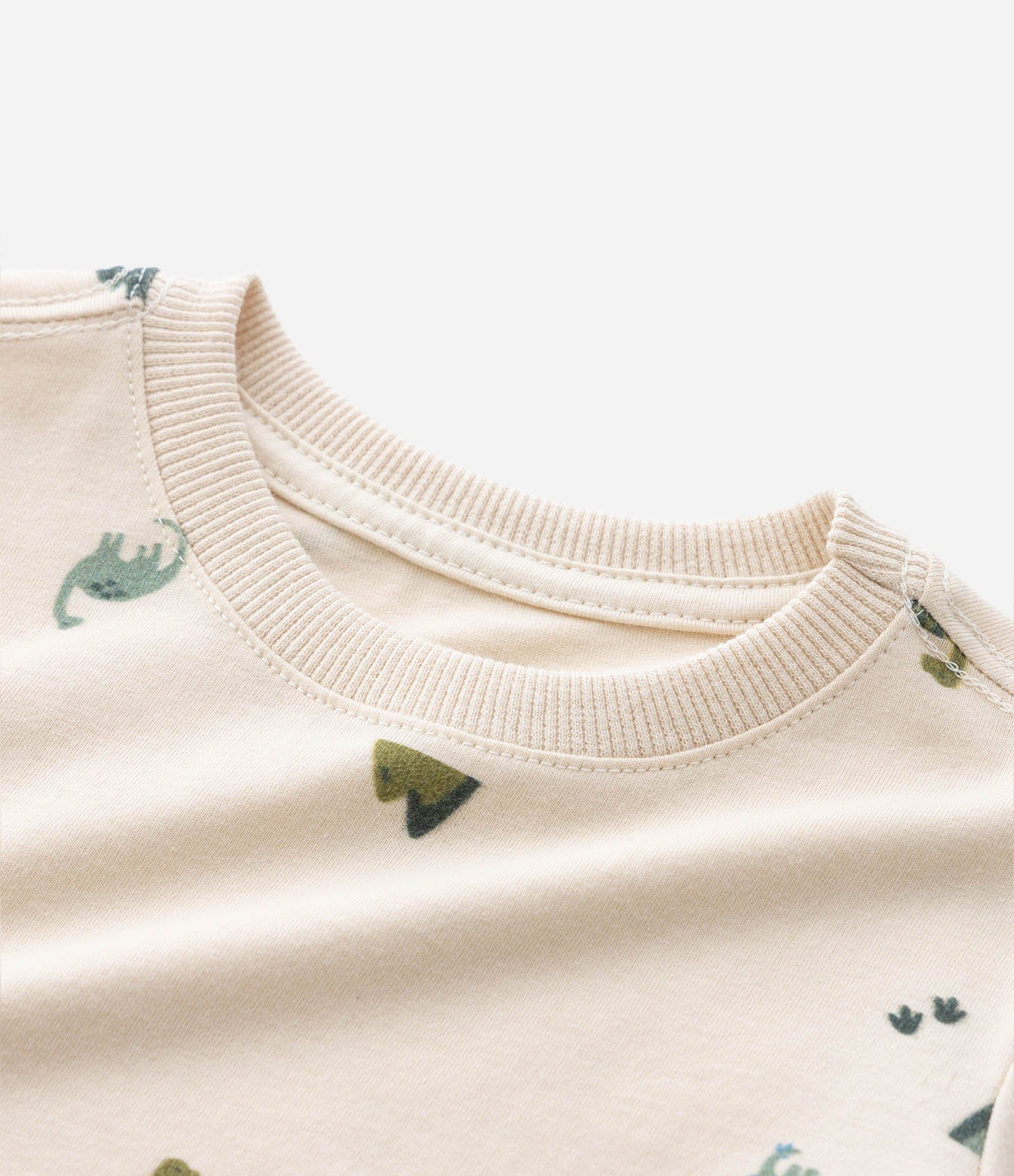 Camiseta Infantil com Estampa de Dinossauros – Tam 1 a 5/6 Anos Bege Claro 5