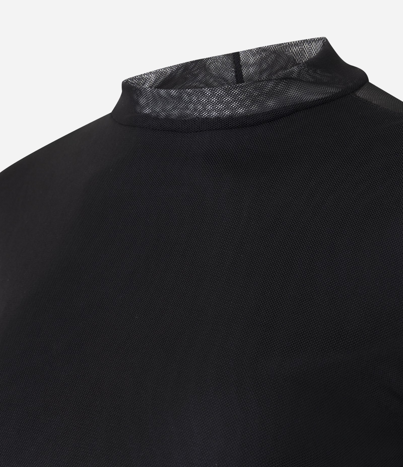 Blusa em Tule com Manga Longa e Golinha Justa Preto 2