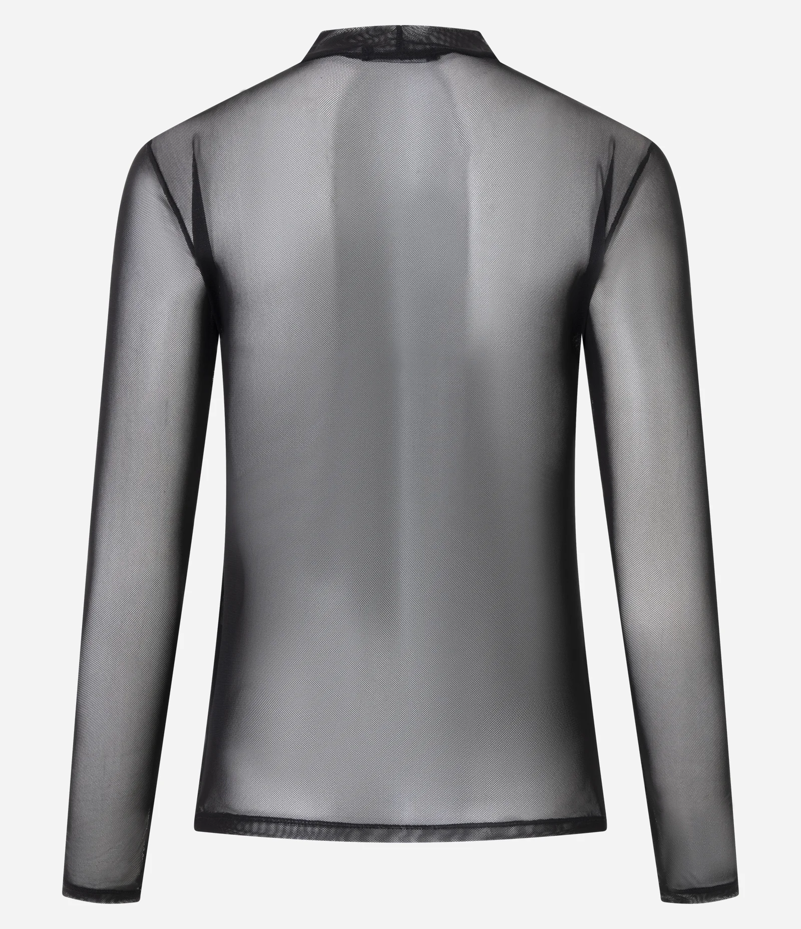 Blusa em Tule com Manga Longa e Golinha Justa Preto 3