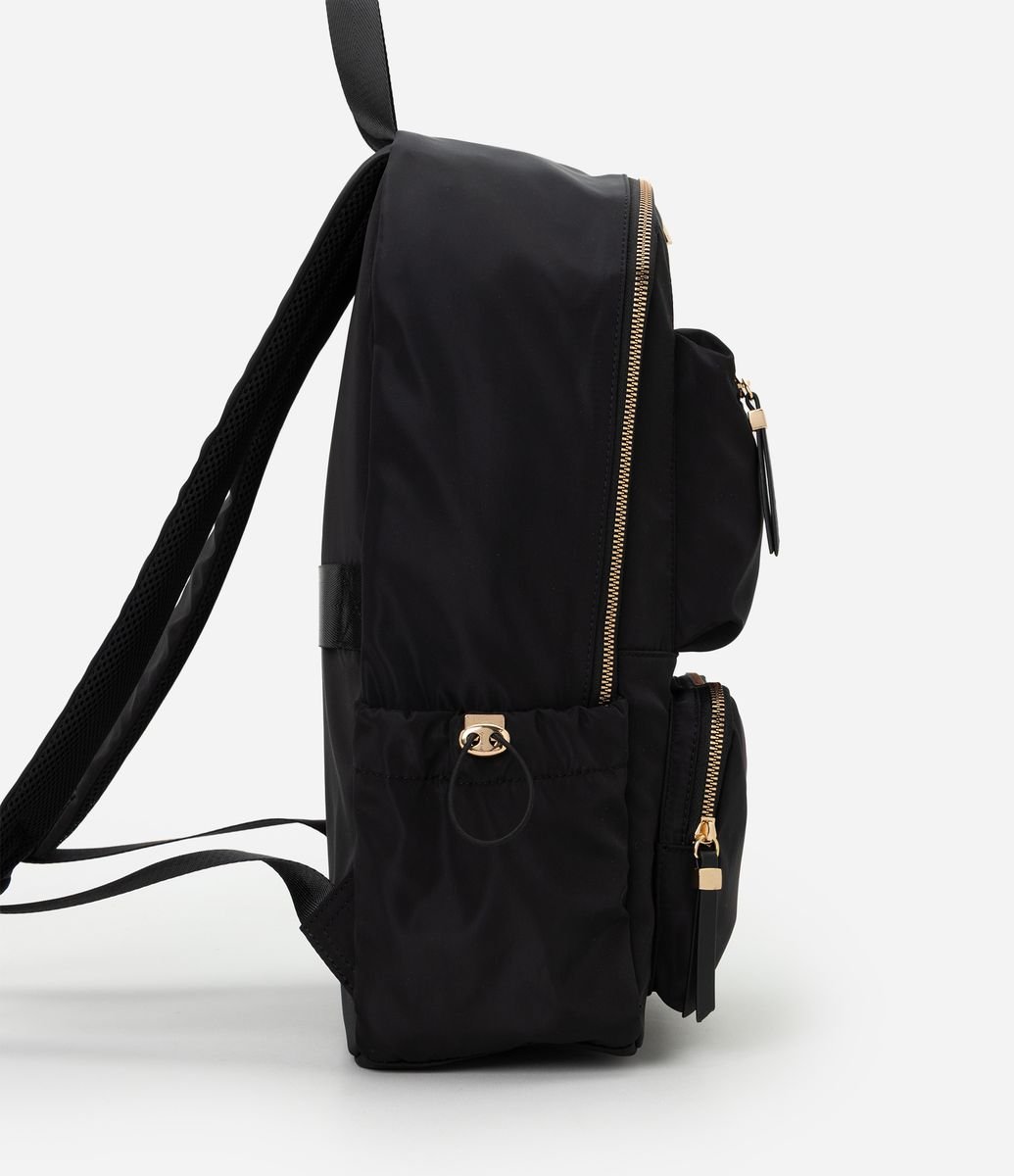 Mochila com Bolsos Laterais e Alças Ajustáveis Preto