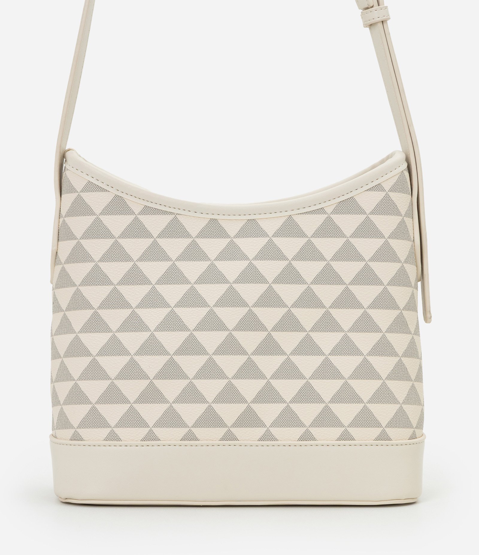 Bolsa Postman Média em PU com Estampa Triângulos Off White 3