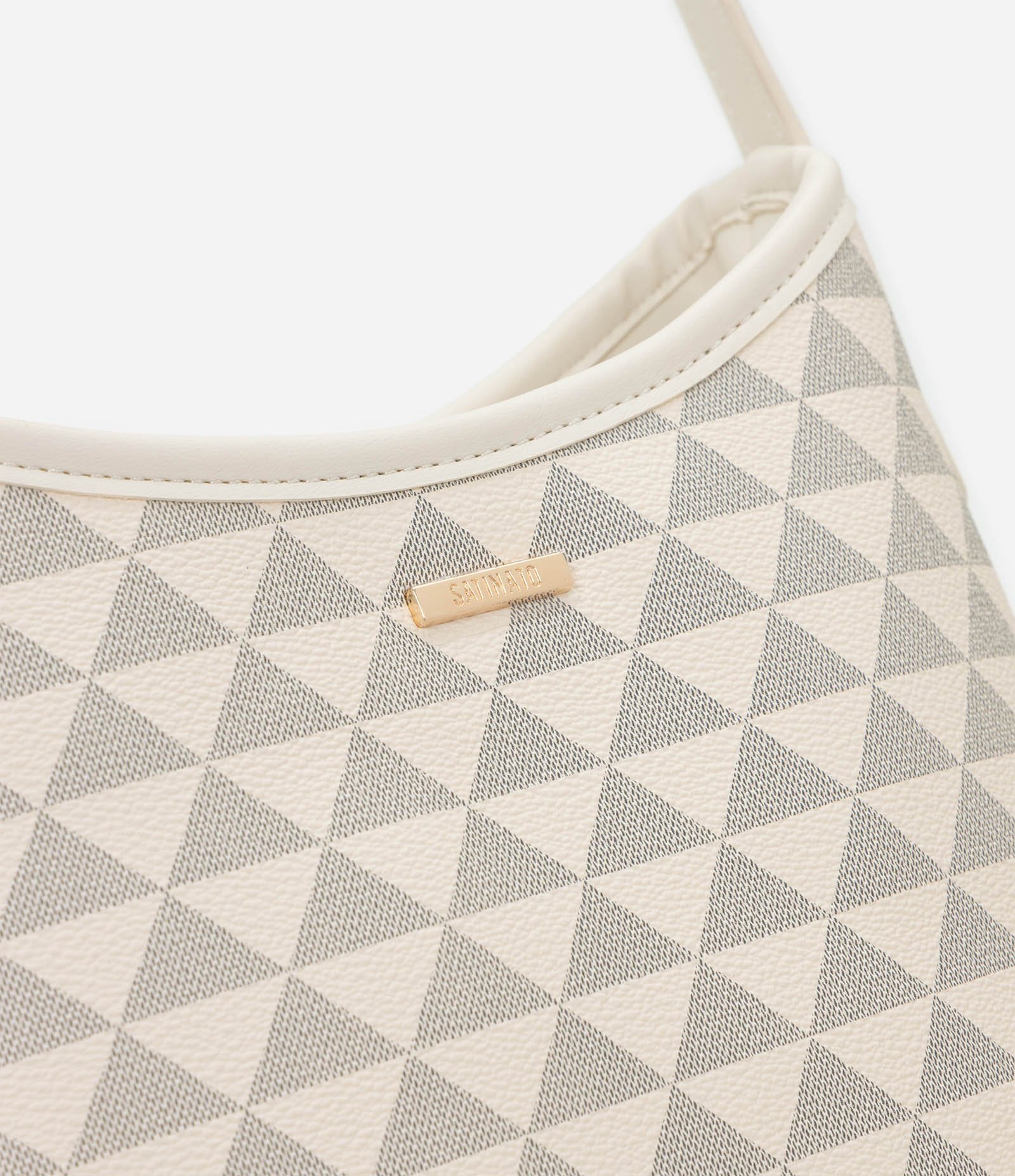 Bolsa Postman Média em PU com Estampa Triângulos Off White 4