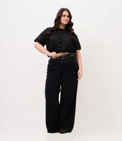 Cinto Médio em PU com Pesponto Contrastante Curve & Plus Size