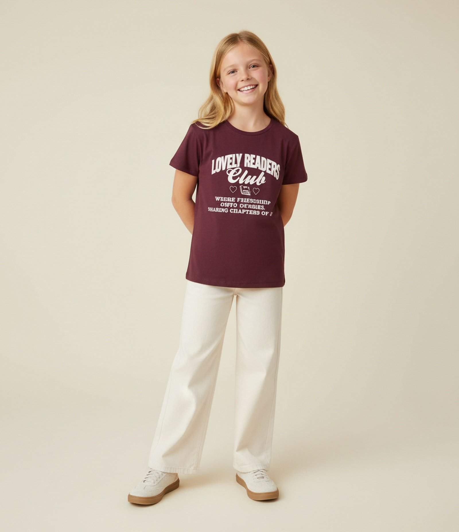 Camiseta Infantil com Lettering Lovely Readers Club – Tam 7 a 16 Anos Vinho 1