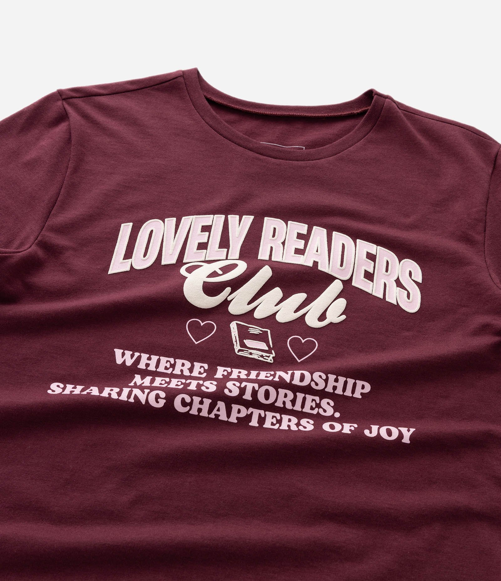 Camiseta Infantil com Lettering Lovely Readers Club – Tam 7 a 16 Anos Vinho 5
