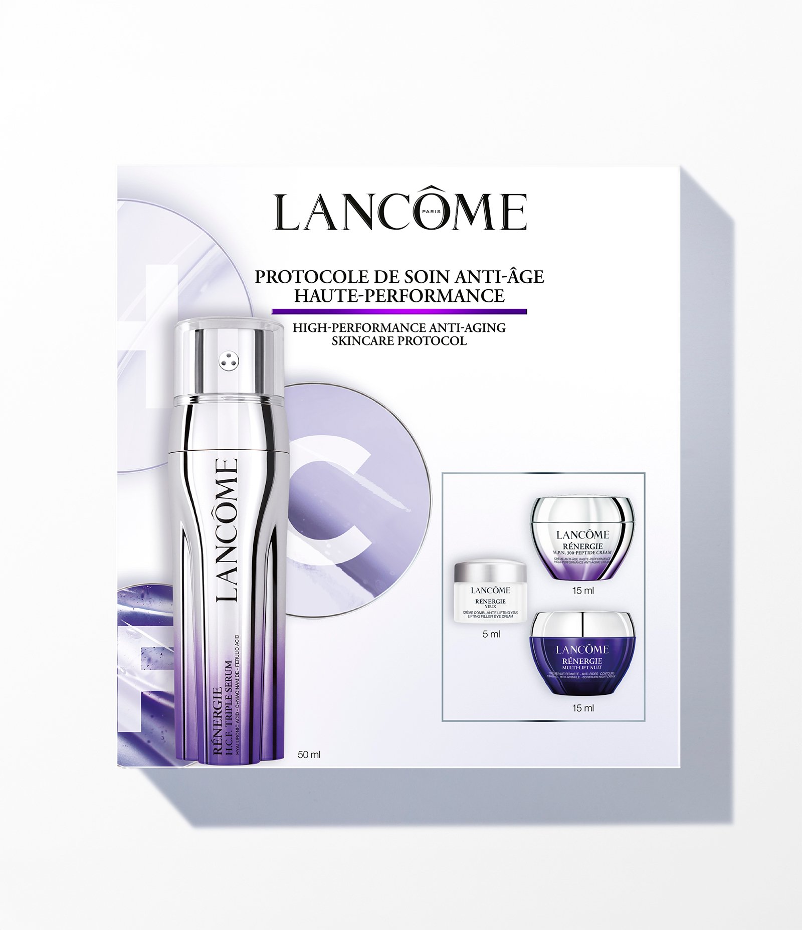 Kit Serum Facial Lancome Renergie Triple Serum 50ml Kit Rotina Genifique Ultimate 30ml + Genifique Yeux 5ml+ Renergie HPN Peptideos 15ml Lancome KIT 1