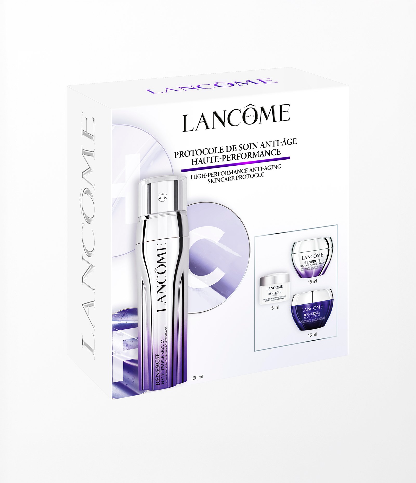Kit Serum Facial Lancome Renergie Triple Serum 50ml Kit Rotina Genifique Ultimate 30ml + Genifique Yeux 5ml+ Renergie HPN Peptideos 15ml Lancome KIT 3