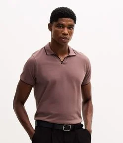 Camisa Polo Manga Curta com Detalhe Contrastante