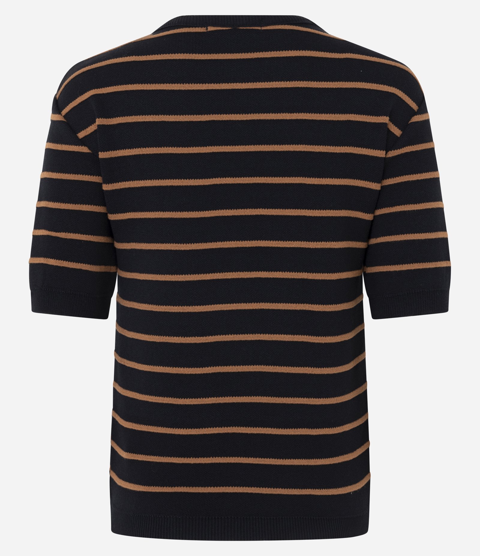 Blusa Manga Curta em Tricô com Estampa Listrada Preto 6