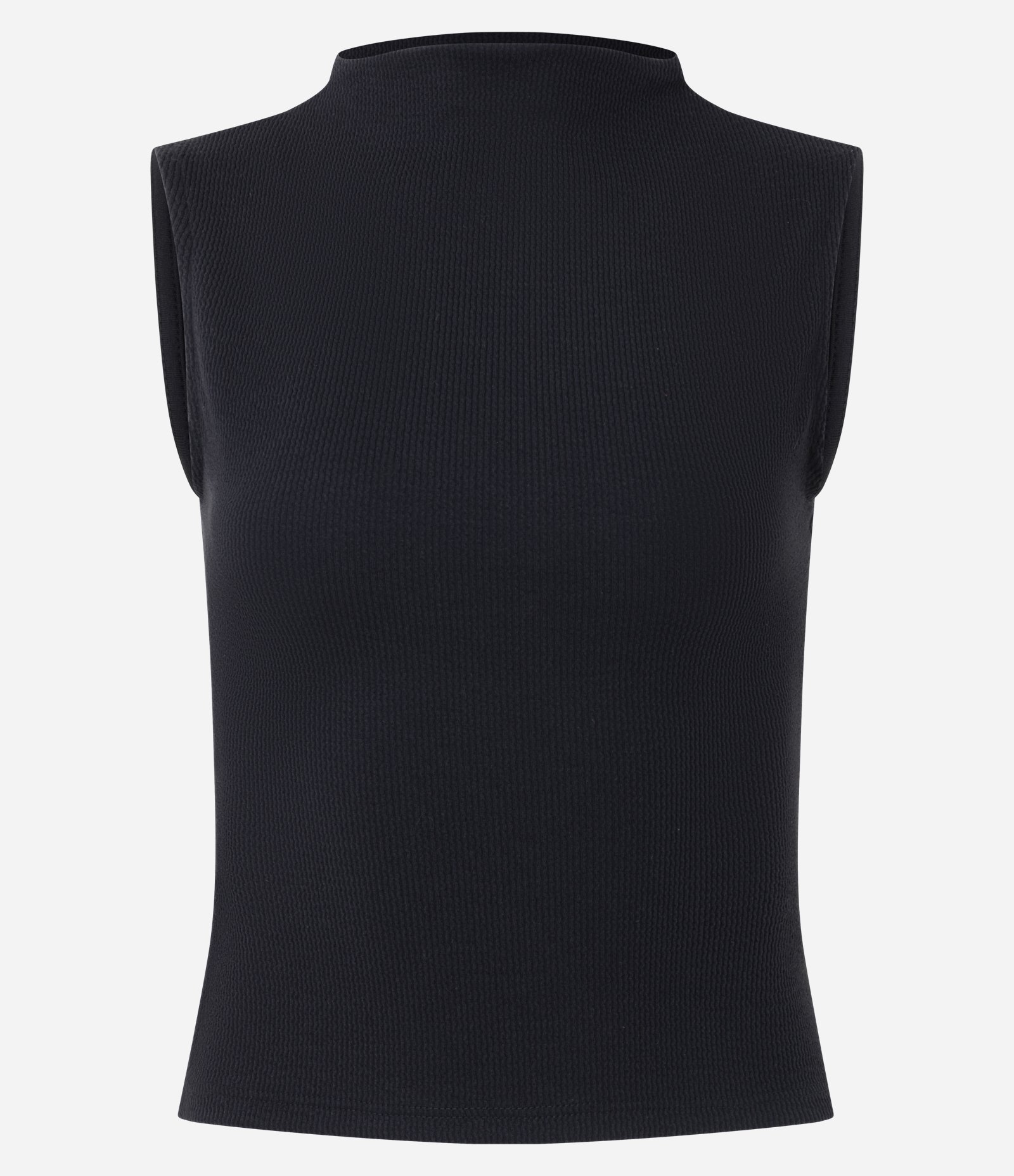 Blusa Canelada Sem Manga em Algodão com Golinha Preto 1