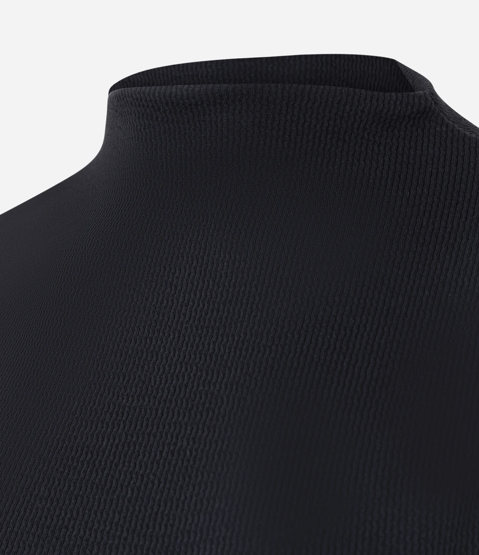 Blusa Canelada Sem Manga em Algodão com Golinha Preto 2