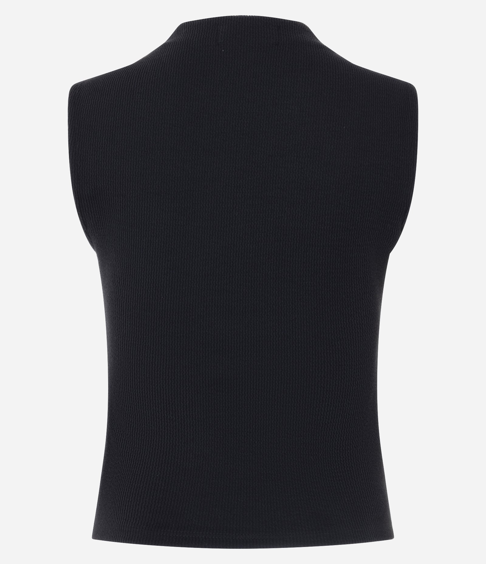 Blusa Canelada Sem Manga em Algodão com Golinha Preto 3