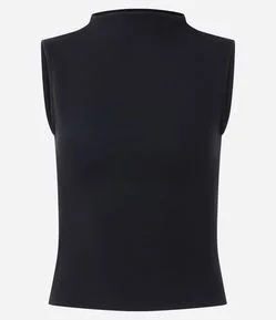 Blusa Canelada Sem Manga em Algodão com Golinha