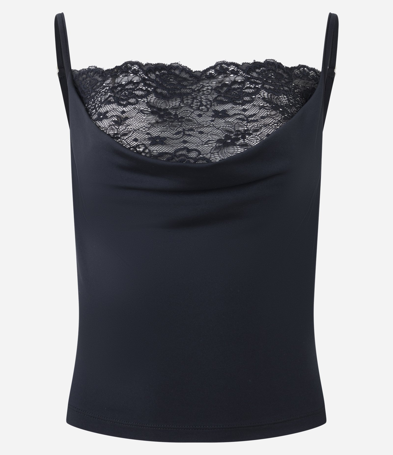 Blusa em Microfibra com Decote Degagê e Renda Preto 5