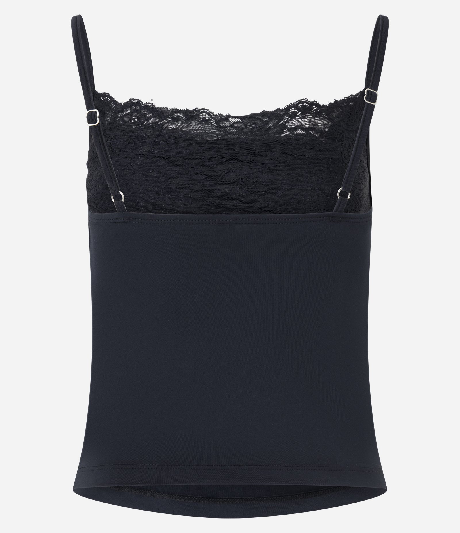 Blusa em Microfibra com Decote Degagê e Renda Preto 7