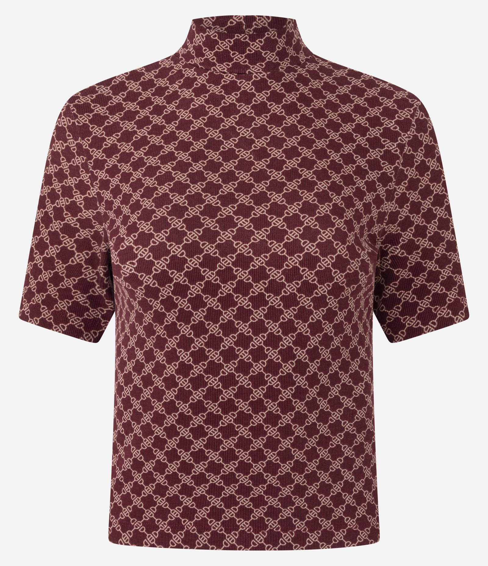Blusa em Ribana com Golinha Alta e Estampa de Elos Vermelho 4
