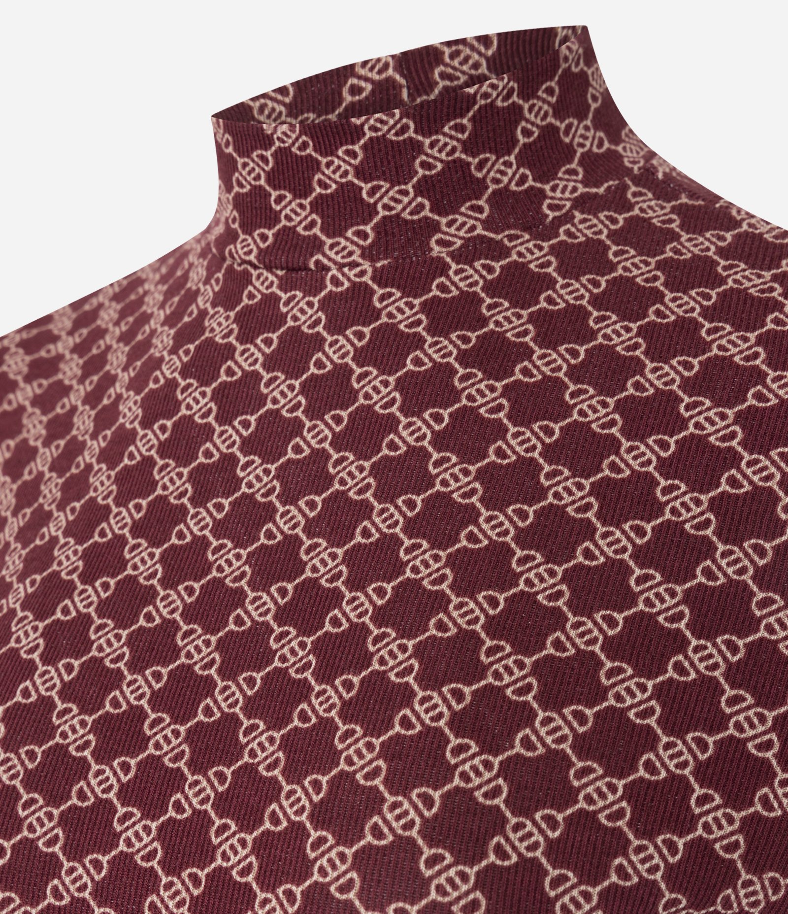 Blusa em Ribana com Golinha Alta e Estampa de Elos Vermelho 5